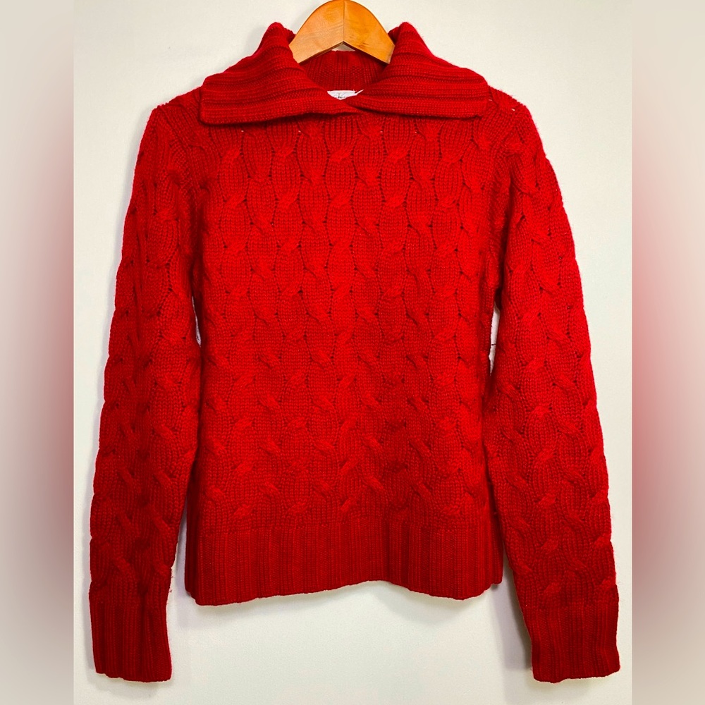 Calvin Klein Jeans Red Chunky Cable Knit Cowl Neck Women’s Sweater, Size M